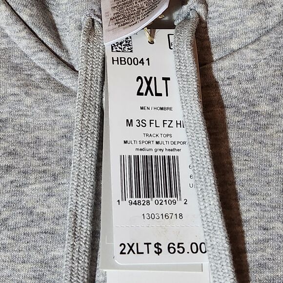 Adidas Full Zip Hoodie Men’s 2XLT – Gray, Tall Fit, NWT - Picture 6 of 6